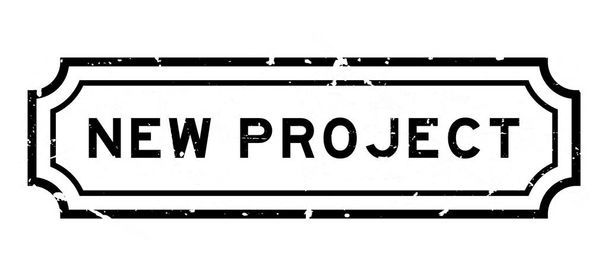 白地に黒の新しいプロジェクト単語ゴムシールスタンプ - ベクター画像