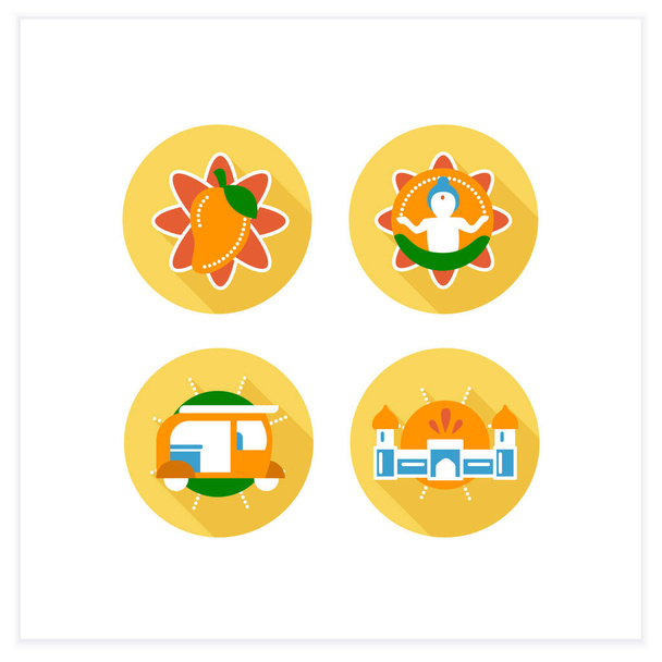 Indian culture flat icons set - Vector, Image