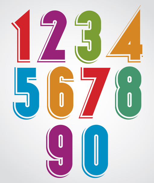 Colorful comic animated numbers with white outline.  - Vektör, Görsel