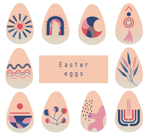 Easter eggs with abstractive elements. Happy Easter! Vector illustration. - Vector, Imagen