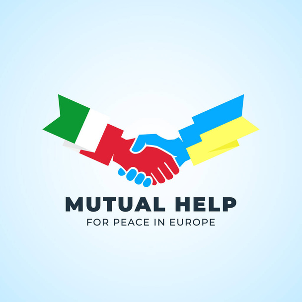 Ukrainian and Italian friendship mutual help and partnership handshake Abstract Vector Sign Peace Symbol Icon Template. Hand Shake with European flags Isolated - ベクター画像