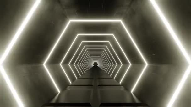Animacja 3D 4k. Lot w abstrakcyjnym tunelu sci-fi płynna pętla. Futurystyczna grafika ruchu, zaawansowane technologicznie tło - Materiał filmowy, wideo