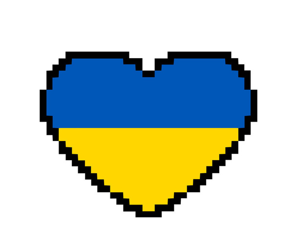 Ukraine drapeau pixel coeur vecteur icône soutenir Ukraine amour - Vecteur, image