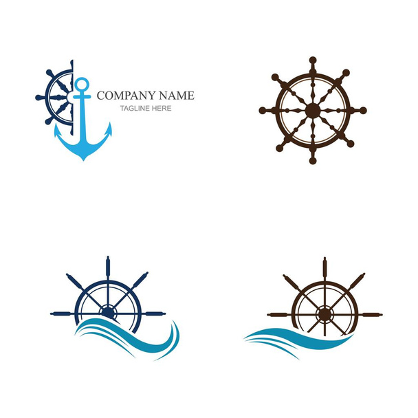 conjunto de diseño de plantilla de ilustración de icono de vector de logotipo de dirección del buque - Vector, Imagen
