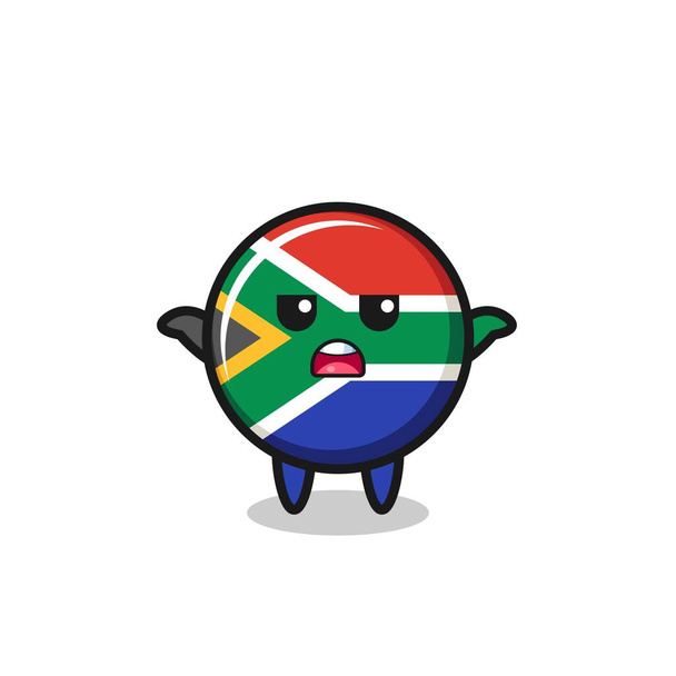 Южная Африка флаг талисман персонаж говоря, я не знаю, милый дизайн - Вектор,изображение