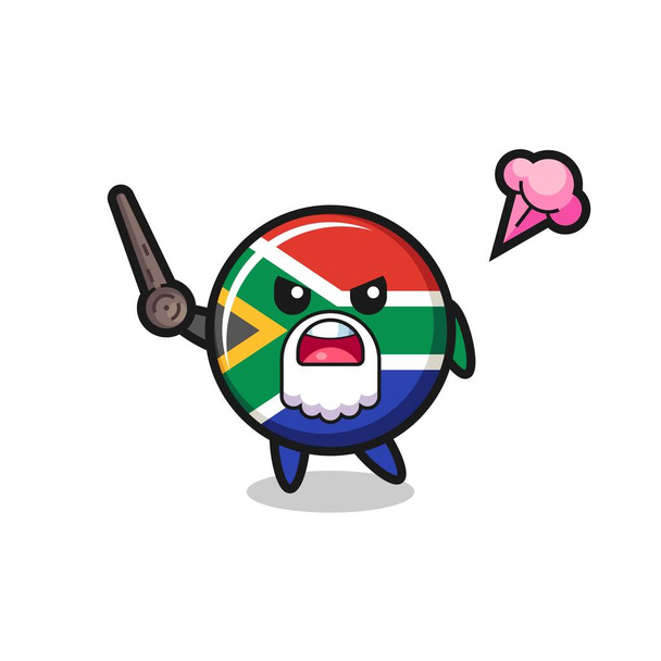 linda bandera de Sudáfrica abuelo se está enojando, lindo diseño - Vector, Imagen