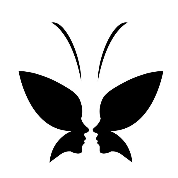 Face of a lady and butterfly- logo concept for spa or beauty - Vector, Image
