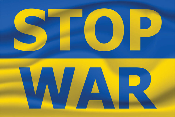 Vlag van Oekraïne. Bid voor Oekraïne, stop oorlog en geen oorlog. Bid voor vrede en red Oekraïne. Concept vectorillustratie. - Vector, afbeelding