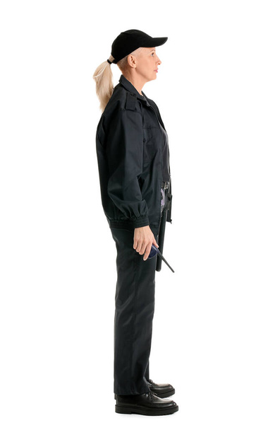 Kobieta ochroniarz odizolowany na białym - Zdjęcie, obraz