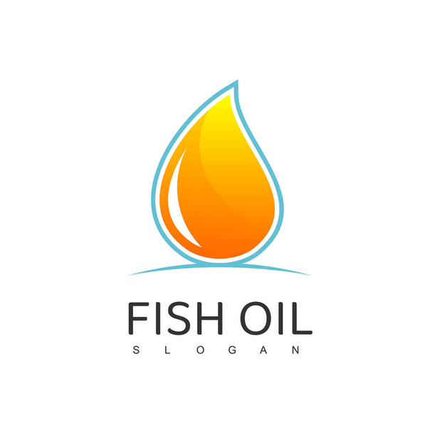 Logo oleju rybnego z symbolem kropli - Wektor, obraz