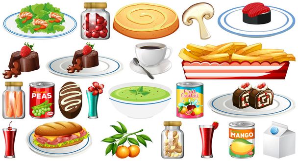 Conjunto de diferentes alimentos ilustração
 - Vetor, Imagem