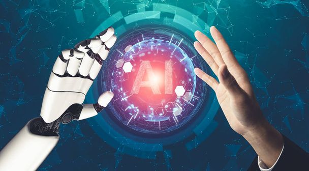 Futuristische AI denken van robot kunstmatige intelligentie concept - Foto, afbeelding