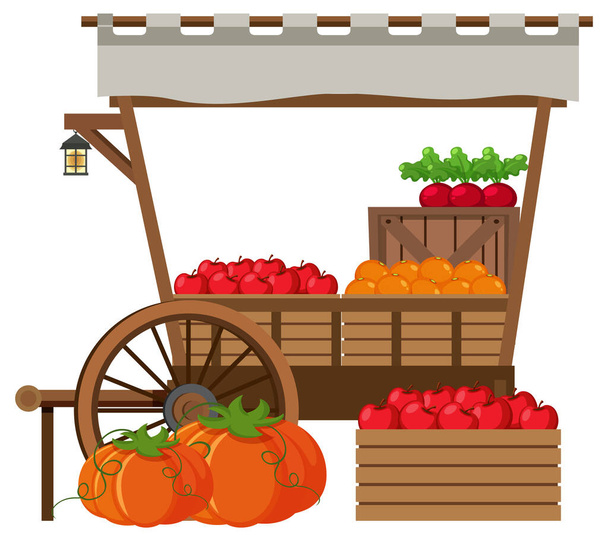 Концепция блошиного рынка с иллюстрацией магазина фруктов - Вектор,изображение