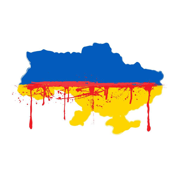 Ματωμένος χάρτης της Ουκρανίας 2022 - Διάνυσμα, εικόνα