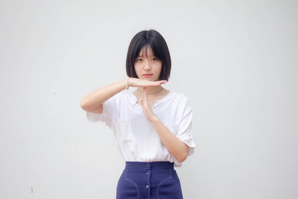 asia thai teen White t-shirt beautiful girl Time out - Foto, Bild
