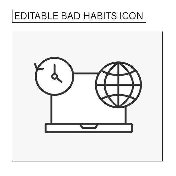 Internet addiction line icon - Vector, Image
