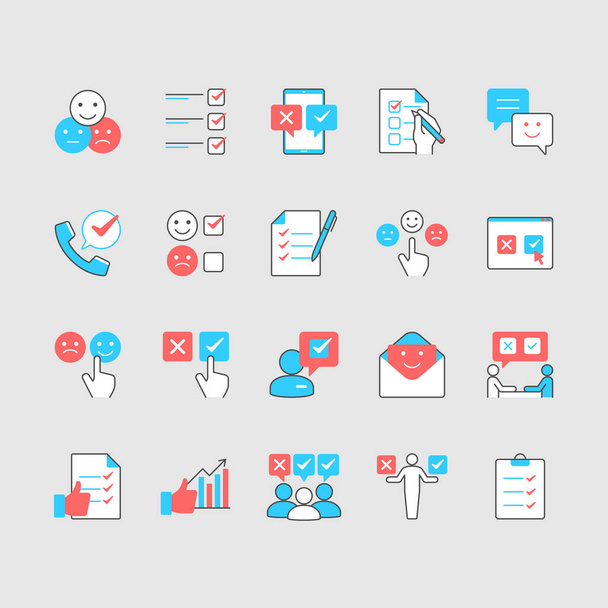 Survey simple color icons. Editable stroke. - Vektor, obrázek