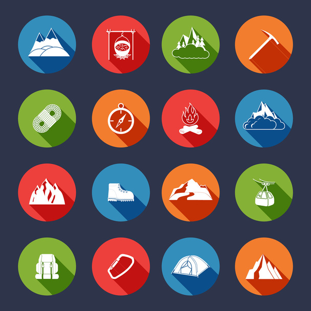 Iconos de montaña plana
 - Vector, Imagen