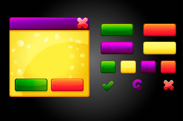 Векторний мультиплікаційний набір ігор Ui кнопок, ігрові ресурси
 - Вектор, зображення