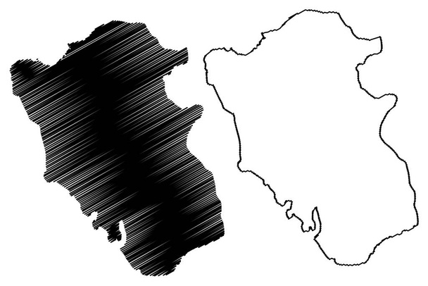 Île de Mombasa (République du Kenya) illustration vectorielle de carte, croquis de gribouillis Mombasa carte - Vecteur, image