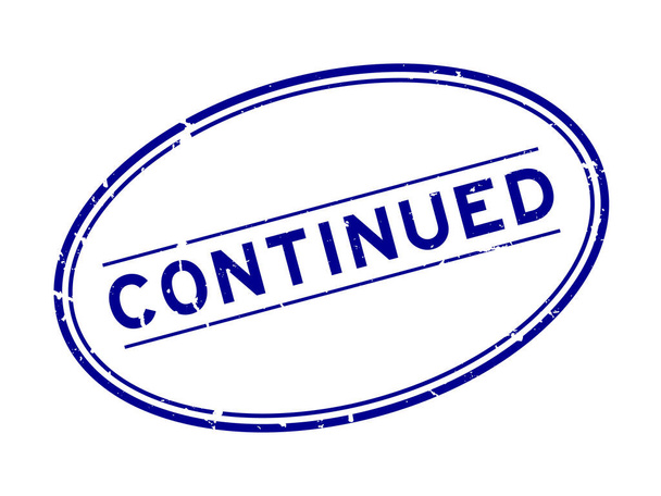 Grunge bleu mot continu timbre de joint en caoutchouc ovale sur fond blanc - Vecteur, image
