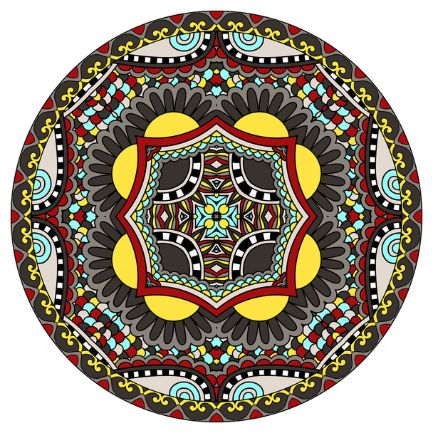decorative design of circle dish template, round geometric patte - Vektor, Bild
