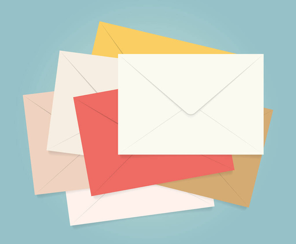 pile of colorful envelopes- vector illustration - Vetor, Imagem