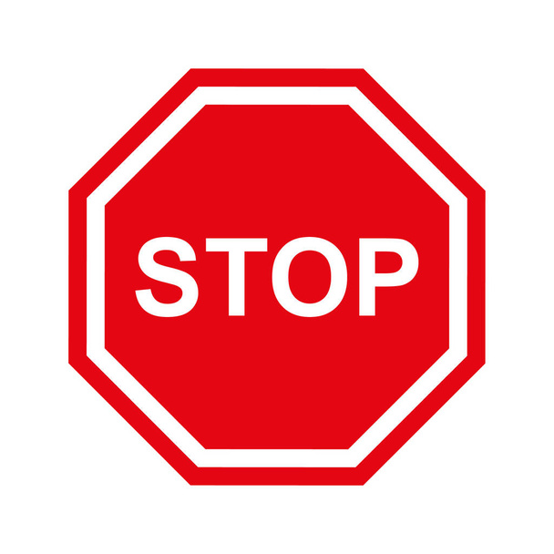 Rotes Stoppschild isoliert auf weißem Hintergrund Vektor Illustration - Vektor, Bild