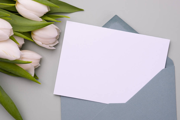 Blank for the design of a greeting card or invitation in an envelope. Holiday concept. - Photo, Image