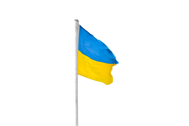 Vlajka Ukrajiny nebo ukrajinské vlajky izolované na bílém pozadí - Fotografie, Obrázek