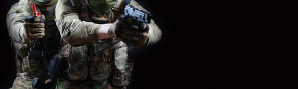 Portrait of a special forces soldier. The concept of military units. - Photo, image