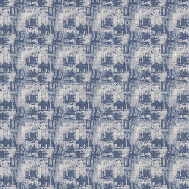 Francese blu irregolare chiazzato modello di lino senza cuciture. Tonale stile rustico astratto sfondo maculato. Semplice effetto tessuto rustico vintage. Texture primitiva stoffa shabby chic. - Foto, immagini