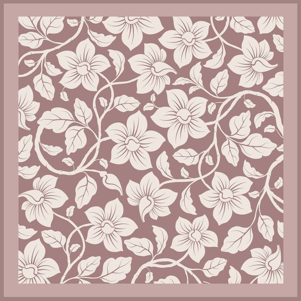 Floral gestileerde sjaal Ontwerp met sier naadloze abstracte print klaar Hoofd sjaal vector bestanden - Vector, afbeelding
