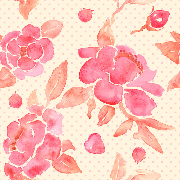 Watercolor seamless wallpaper with Peony flowers in vector. - Vector, Image