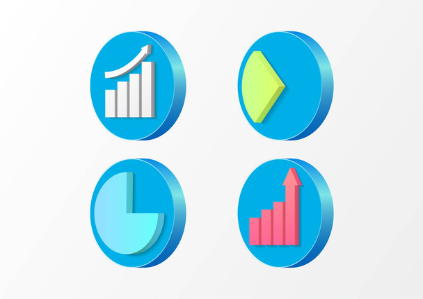 graphic or chart icon set. 3d style business icon - Vektori, kuva