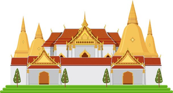 Tayland ikonik turizm cazibe arka plan illüstrasyonu - Vektör, Görsel