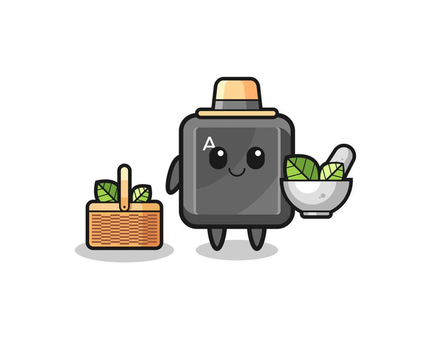keyboard button herbalist cute cartoon , cute design - Vector, Image