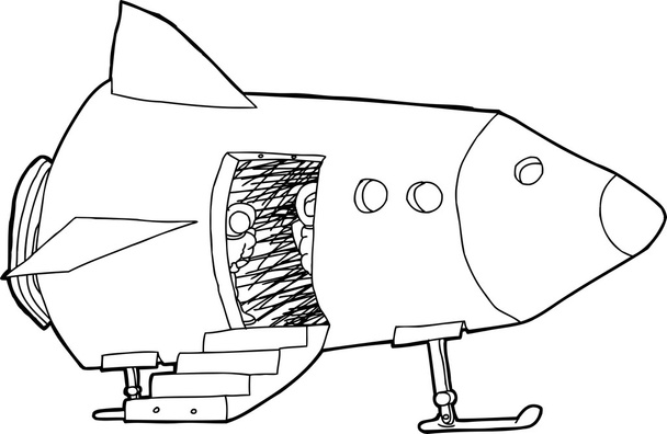 Outlined Pilots in Spacecraft - Vector, Image