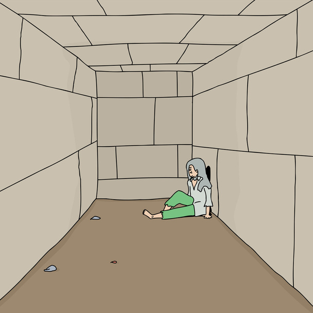 Vagabundo deprimido en el corredor
 - Vector, imagen