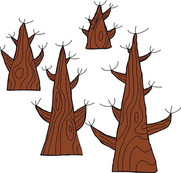 vier abgestorbene Bäume - Vektor, Bild