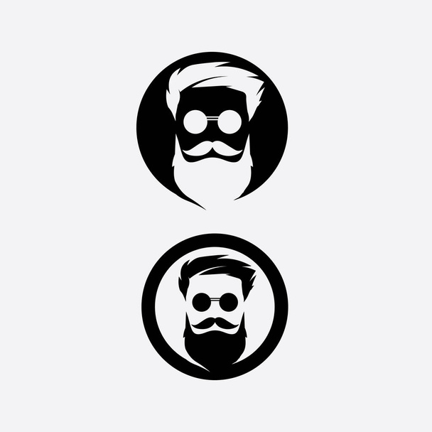 Урожай перукарський логотип і дизайн емблеми етикетки, значки, логотипи фонова ілюстрація
 - Вектор, зображення