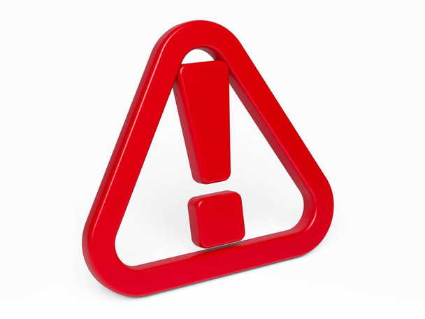 Red-colored triangle spam icon. On the white-colored background. Horizontal composition isolated with clipping path. 3d render - Photo, Image