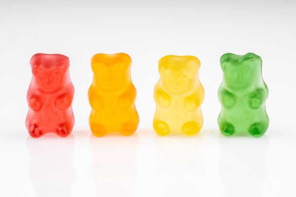 Gummy bears candies. Gummy bears isolated on a white background. Jelly bears candies. - Photo, Image