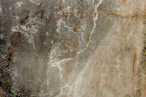Original marble texture with dirt and rusty metal paint. Abstract background with scratches and splatters of paint, dripping, and splatters. - Photo, Image