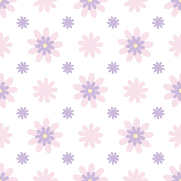 Vector flower pattern, seamless floral background, pastel floral repeat pattern background, seamless wallpaper. - Vector, imagen