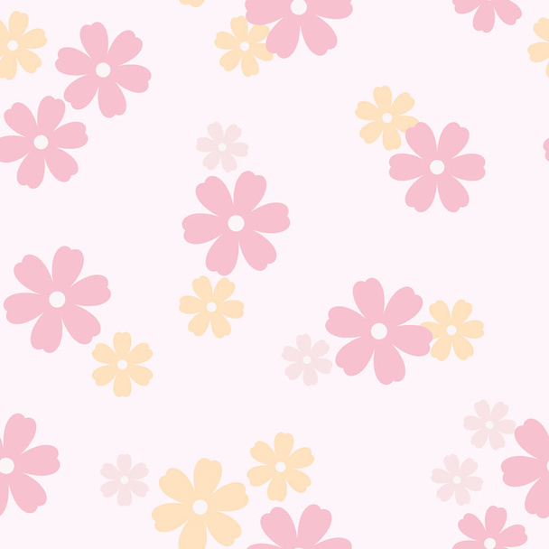 Χαριτωμένο μοτίβο λουλούδι διάνυσμα, απρόσκοπτη επανάληψη μοτίβο φόντο. Pastel ροζ, κοριτσίστικο επαναλαμβανόμενο διανυσματικό μοτίβο. - Διάνυσμα, εικόνα