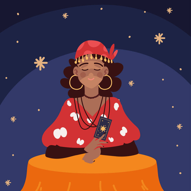 mystic women fortune teller - Vector, Image