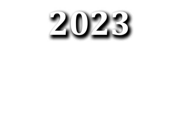 Bonne année 2023 conception de texte. Couverture de journal d'affaires pour 2023 avec souhaits. Modèle de conception pour brochure, carte, affiche. Illustration. Isolé sur fond blanc. - Photo, image