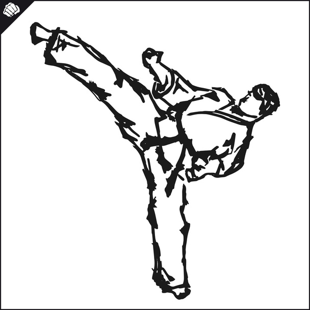 Dövüş sanatları Karate savaşçıları dogi, kimono. - Vektör, Görsel