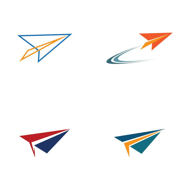 set van Paper Plane vliegtuig trail Signature Icon Logo Design - Vector, afbeelding